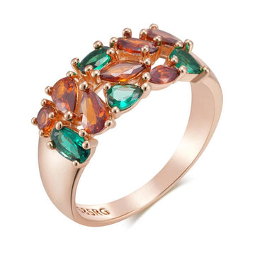 Hot Shiny AAA Zircon Crystals Trendy Rolled 14K Rose Gold Rings For Women Daily Fine Jewellery Best Crystal Gift